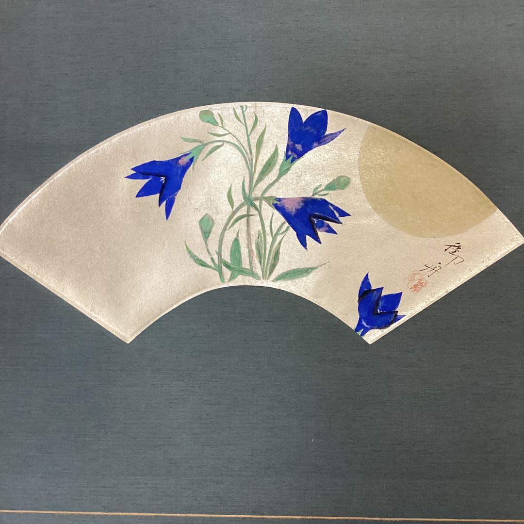 速水御舟作　　昭和8年作　桔梗図木版画掛軸　　便利堂参考　　掛軸一幅　582