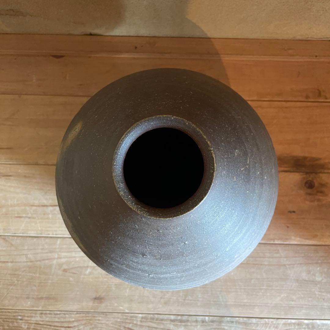 備前焼　伊勢崎淳　壷　大　高さ30㎝　共箱付き　人間国宝　古物　22.10.23