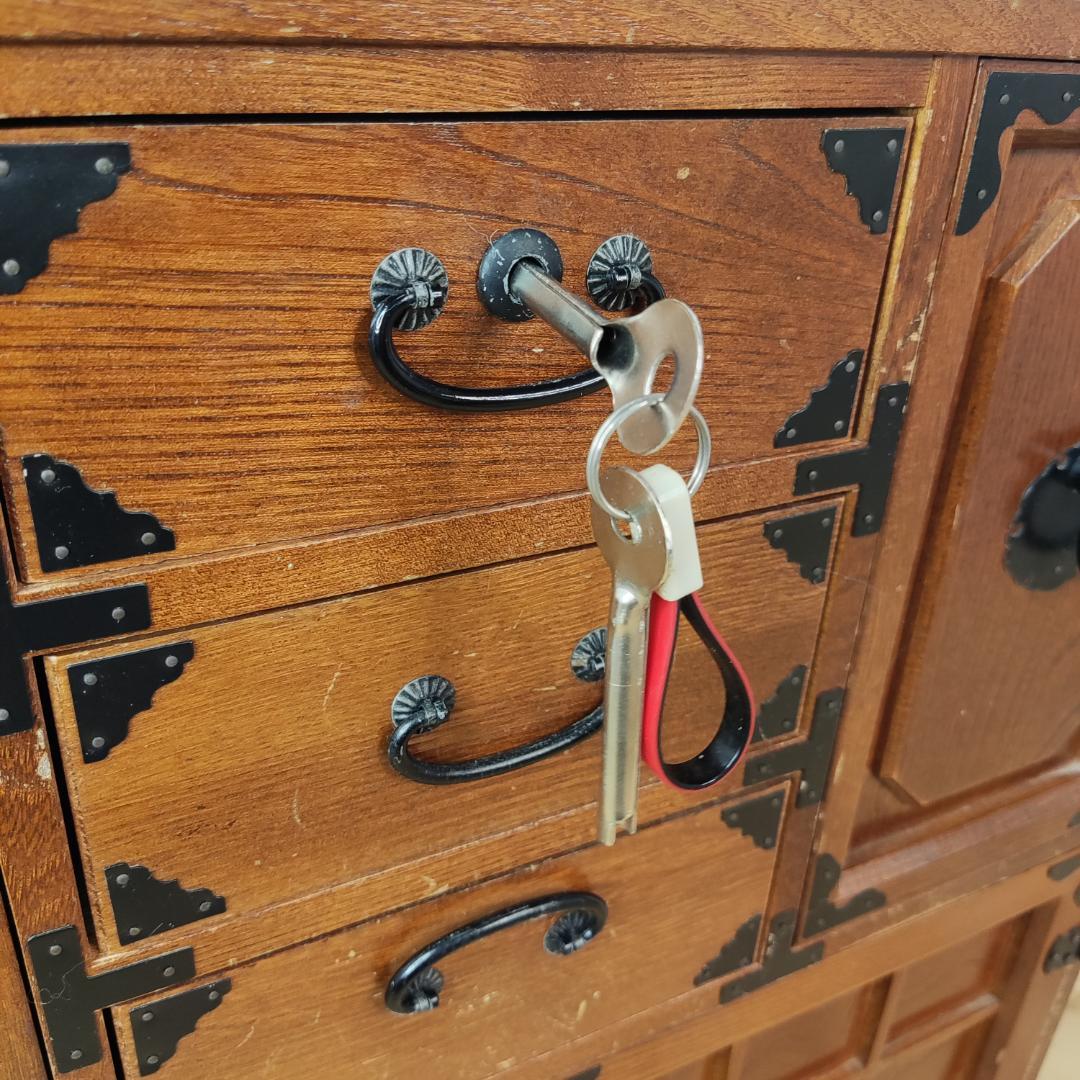 希少 鍵付き　箪笥 裁縫箱 木箱 からくり 隠し有り 古道具 和ダンス レトロ