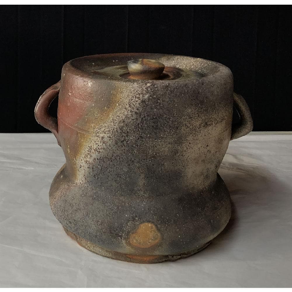 F1126 小西陶蔵 備前焼 耳付 水指 共箱 茶道具