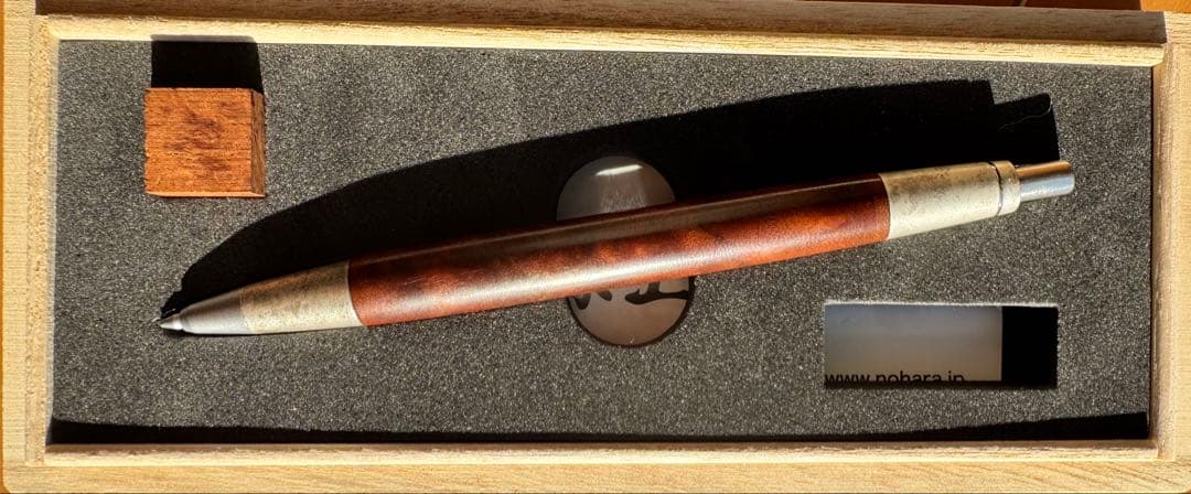 野原工芸　クス杢　固定式口金　保証書付属　斑紋金具　シャープペンシル