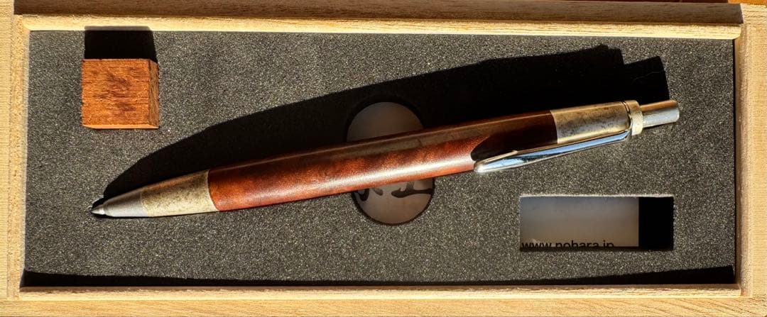 野原工芸　クス杢　固定式口金　保証書付属　斑紋金具　シャープペンシル