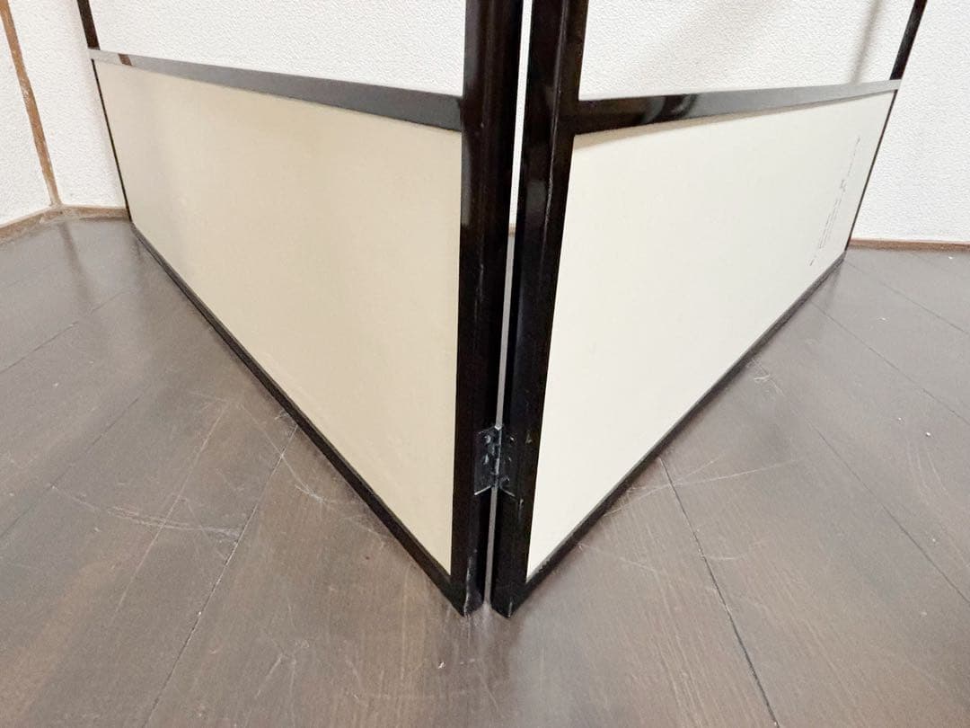 茶道具 堀内宗完 宗匠 自筆 曳舟図 如心斎好 腰風風炉先屏風 黒缘書付花押共箱