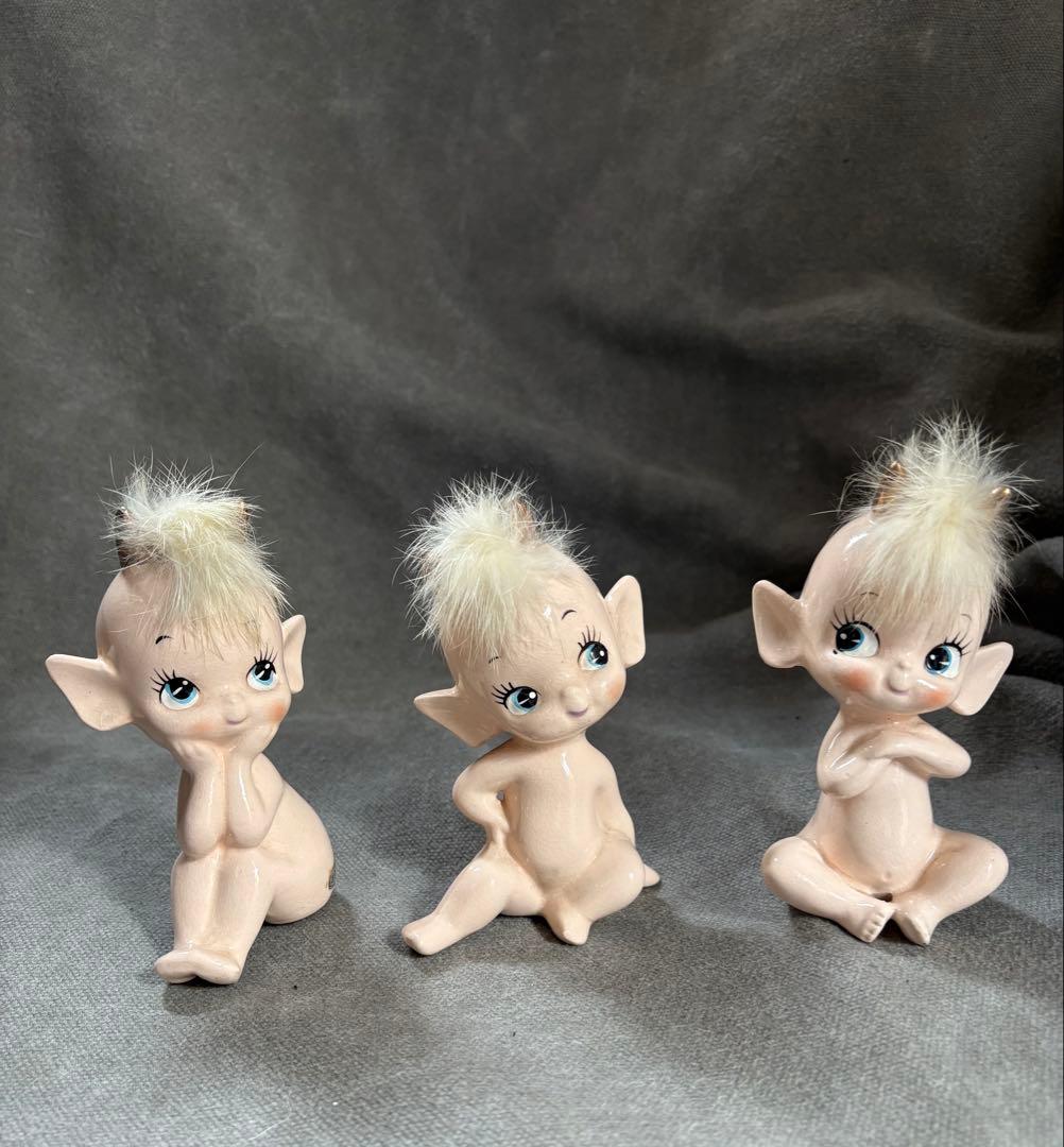 陶器製人形 3体セット　Vintage Rare Charmcraft