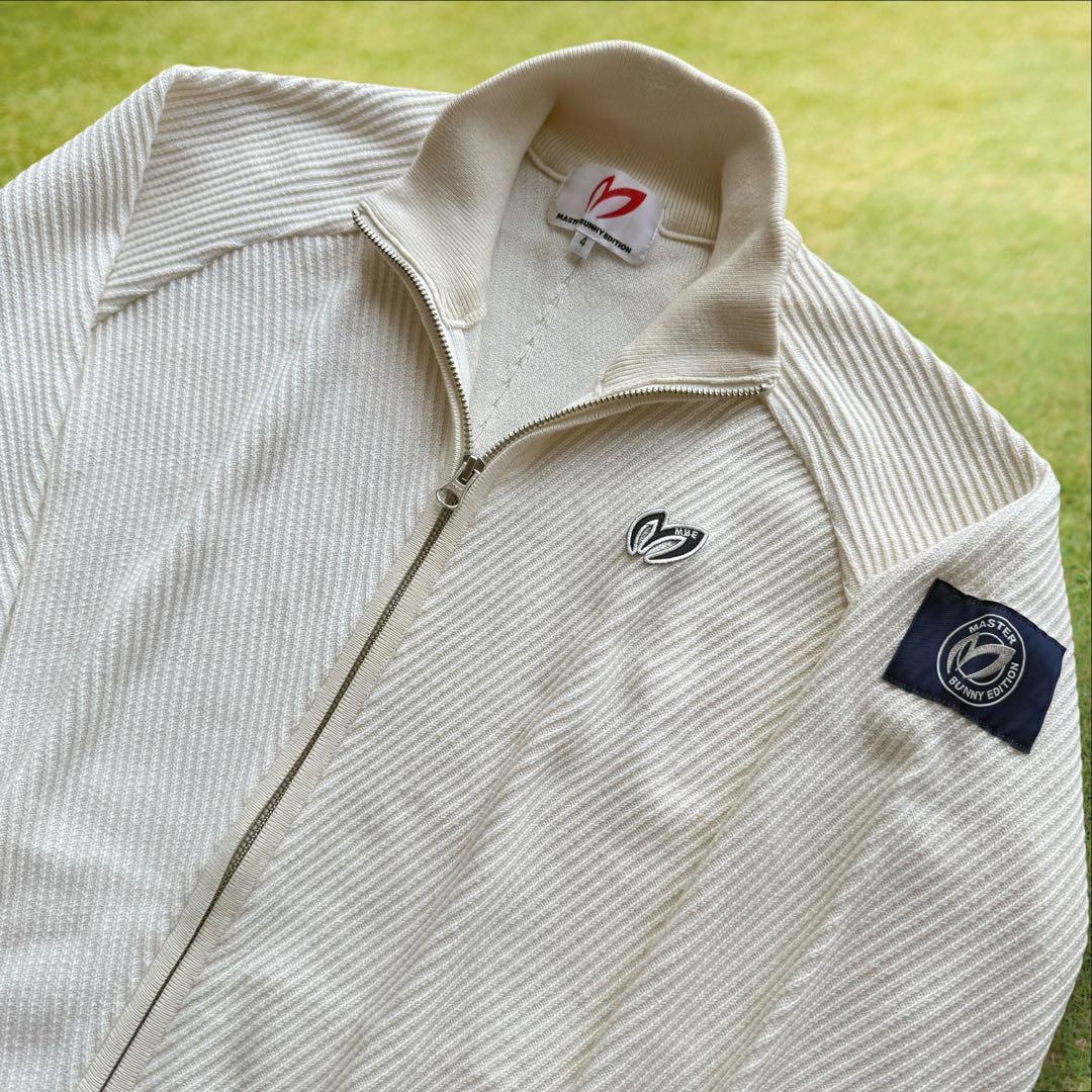 シルク素材　マスターバニー　ニット　M〜L相当　オフホワイト　ハーフジップ　4