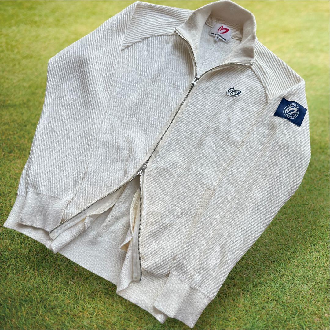 シルク素材　マスターバニー　ニット　M〜L相当　オフホワイト　ハーフジップ　4