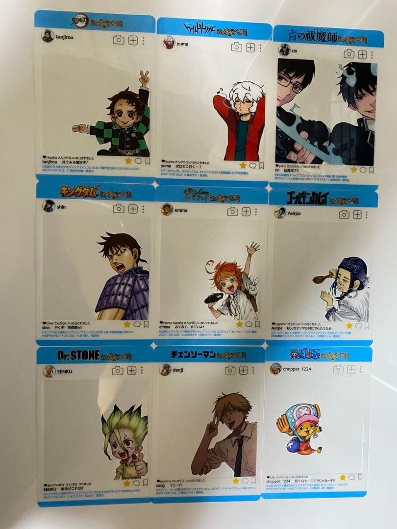 【ジャンプ】【9枚セット】 SNS風 キャラクターカード