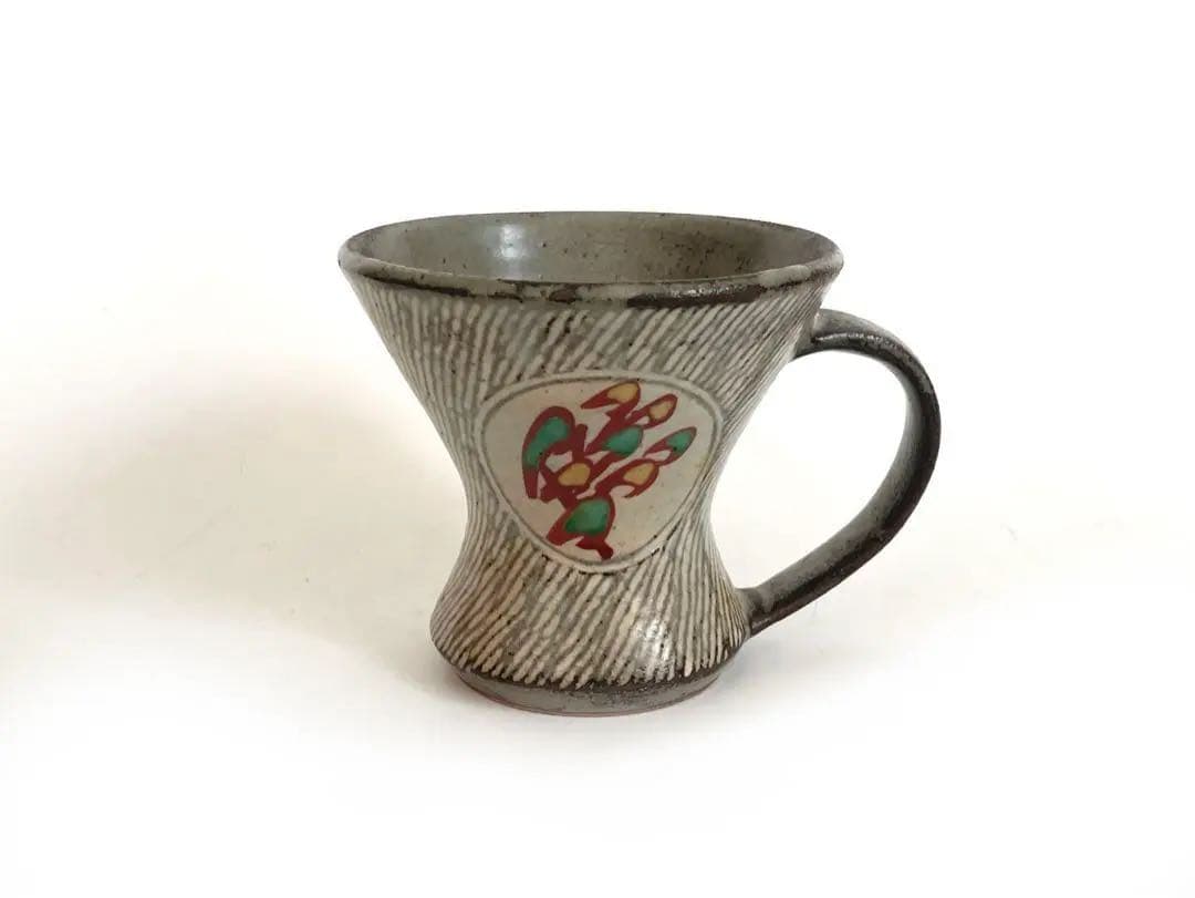 陶芸家　人間国宝　島岡達三　象嵌赤絵　ジョッキ　ビアマグ　マグカップ　共箱