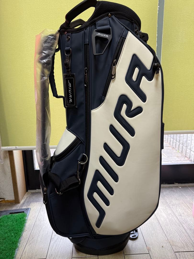 値下げ MIURA キャディバッグ ネイビー/ホワイト
