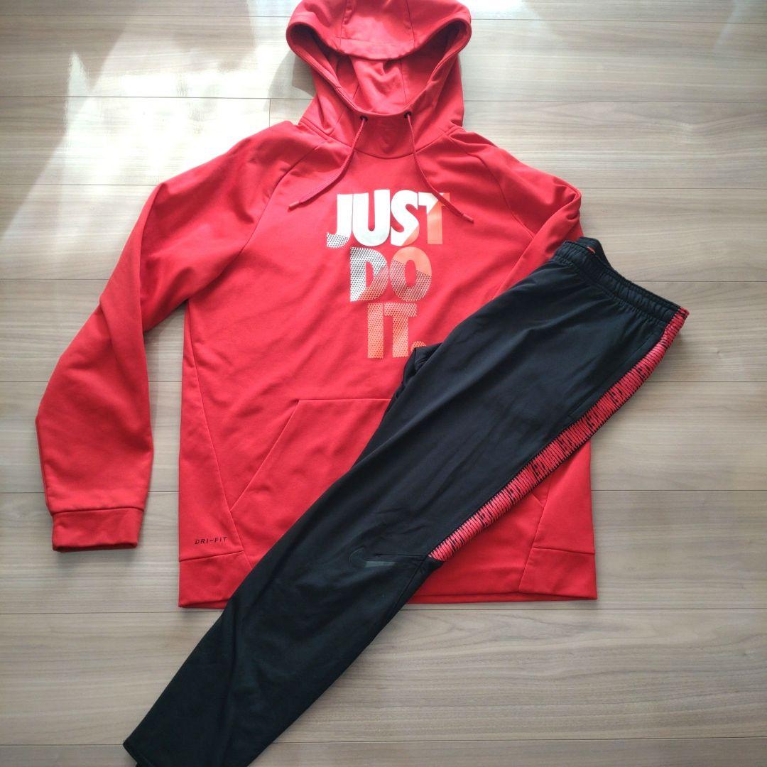 NIKE　ナイキ　パーカーパンツセットアップ　ジャージ　XLサイズ　赤黒