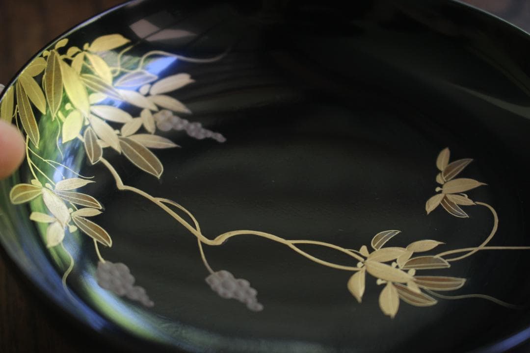 時代逸品！時代黒漆に極上草花蒔絵の映えるお椀7点（検輪島塗蒔絵椀雑煮椀煮物椀