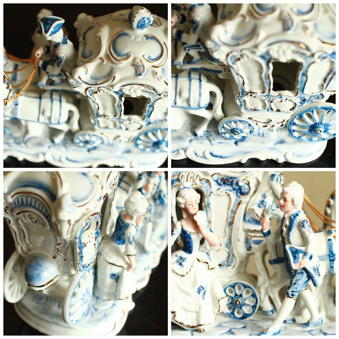 【希少】古代人形 陶磁器 4頭立馬車