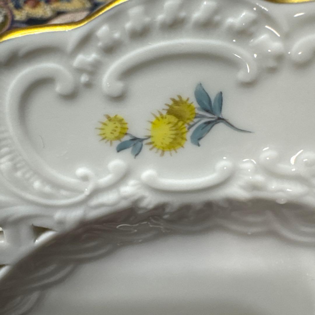 マイセン MEISSEN ピンクローズ 透かしプレート 飾り皿