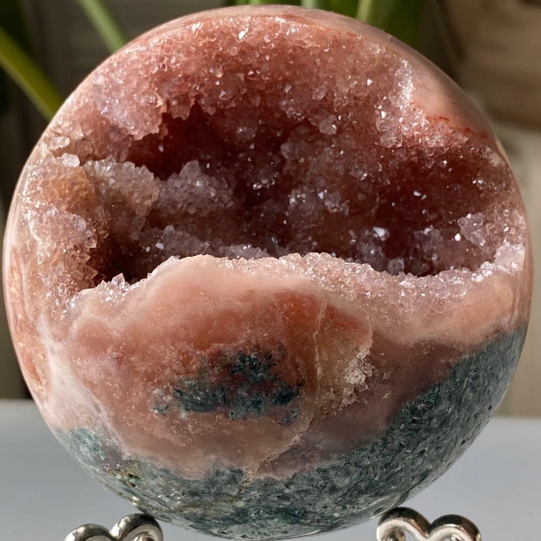 【 ピンクアメジスト BIG ドゥルージー 笑口 スフィア 90㎜ ジャスパー