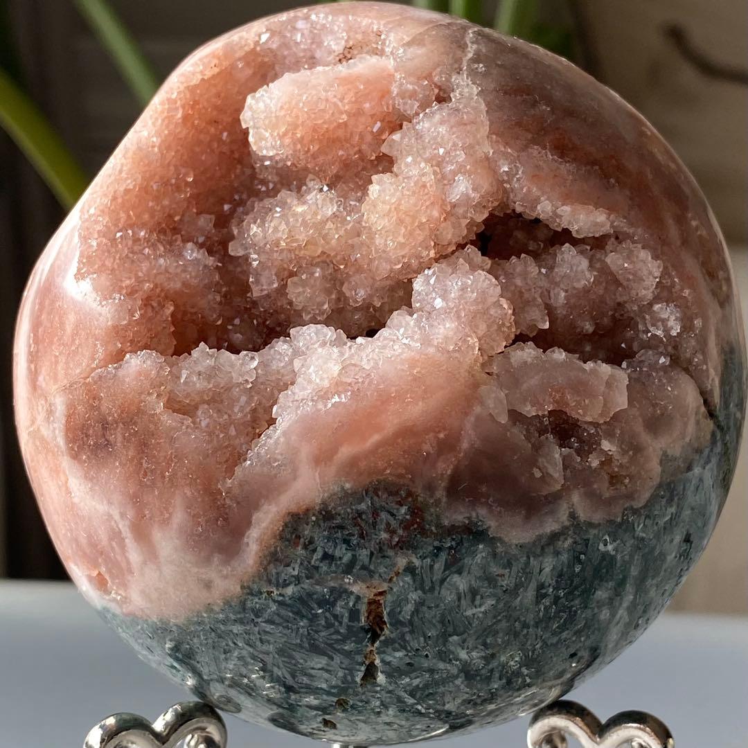 【 ピンクアメジスト BIG ドゥルージー 笑口 スフィア 90㎜ ジャスパー