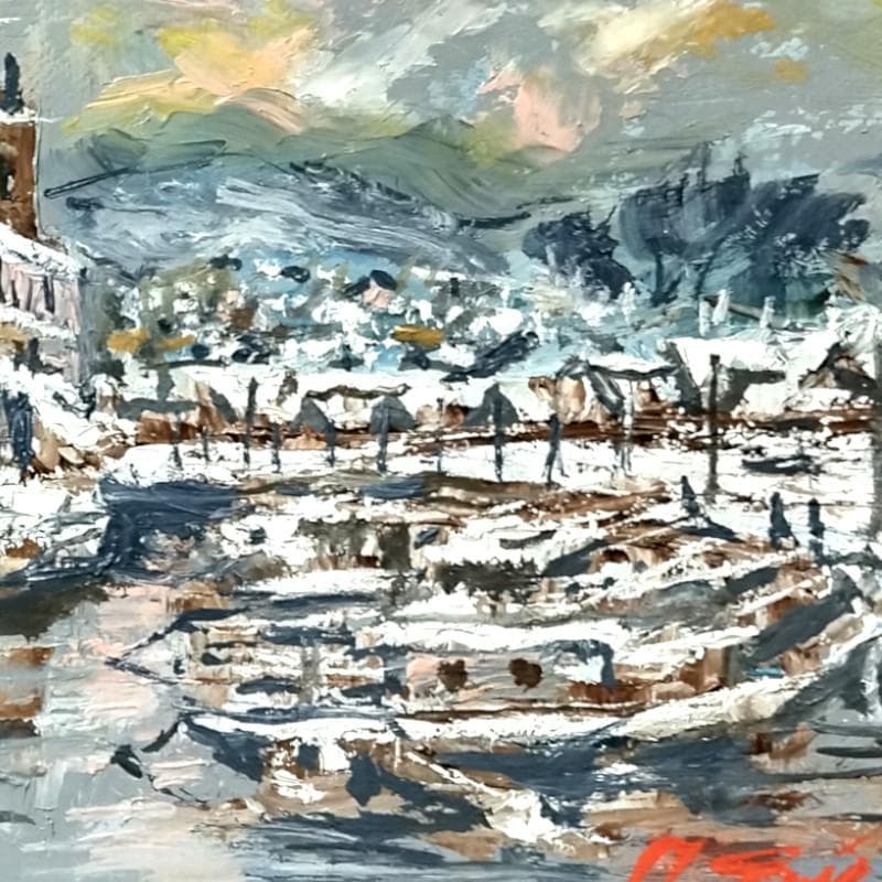☆高橋益之☆「冬の小樽運河」油絵　SMサイズ　新品！