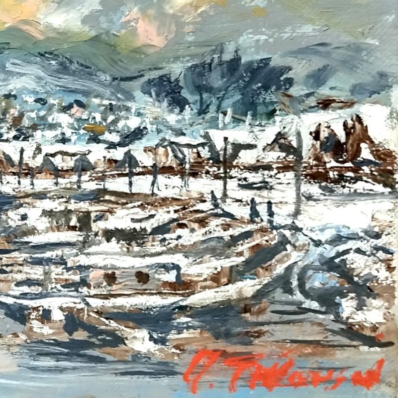 ☆高橋益之☆「冬の小樽運河」油絵　SMサイズ　新品！