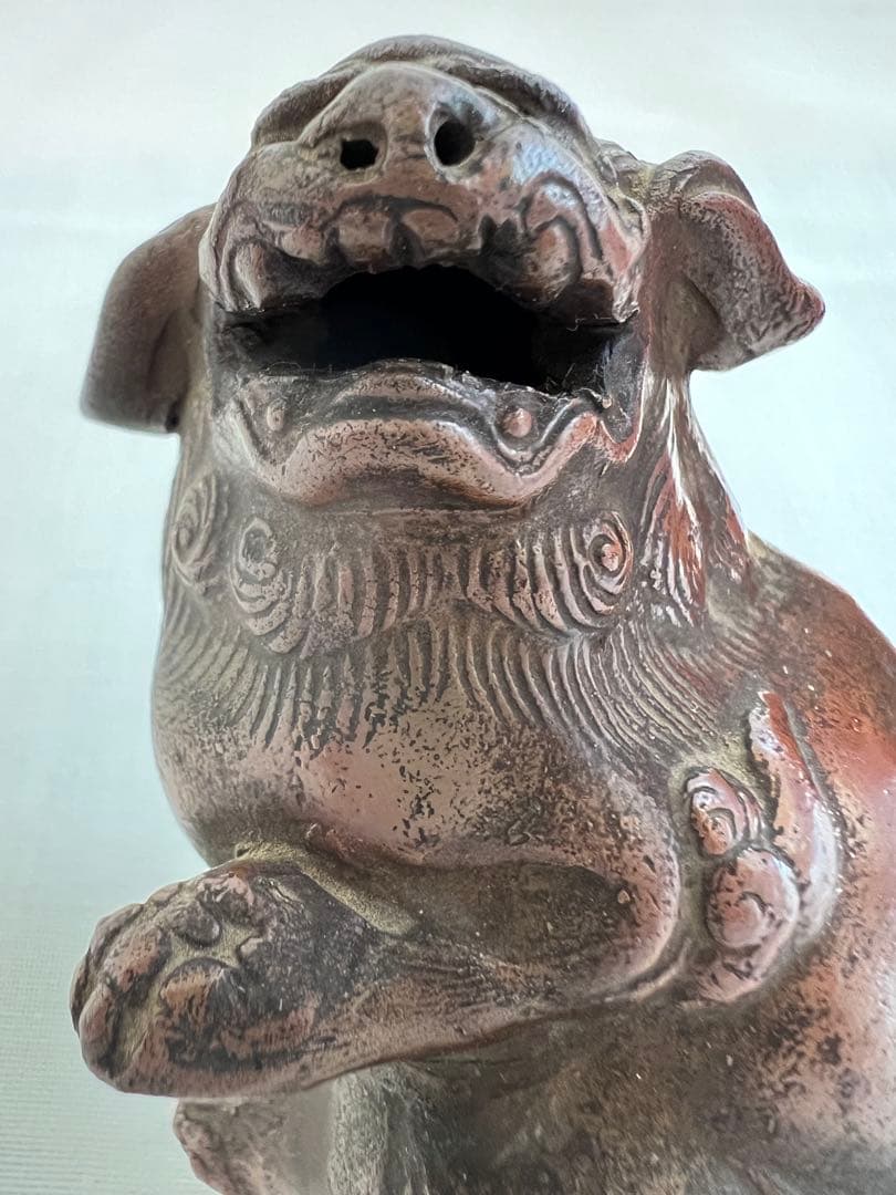 時代物　古い備前焼　獅子　置物　古備前　狛犬　阿吽