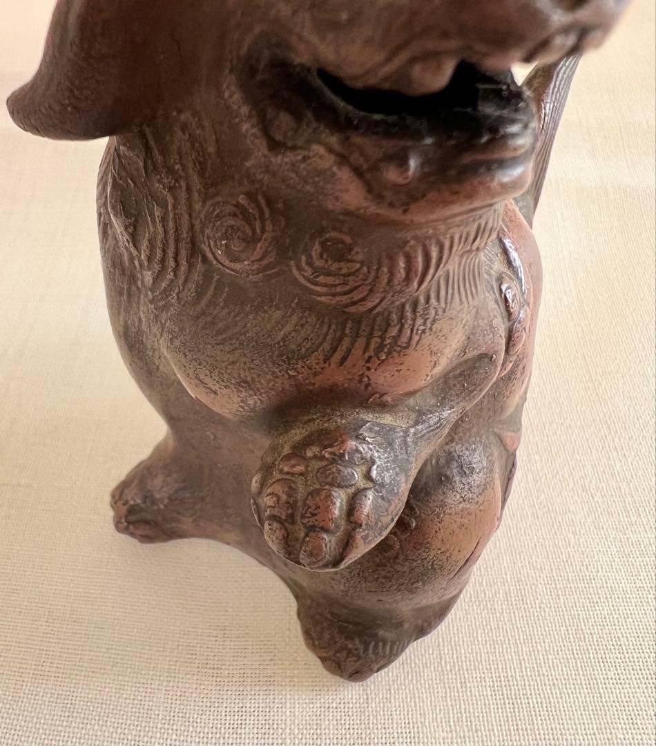 時代物　古い備前焼　獅子　置物　古備前　狛犬　阿吽