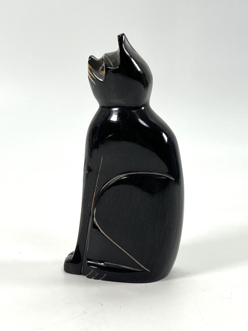 骨彫 猫 置物 立像 骨雕細工 骨董・民芸美術品