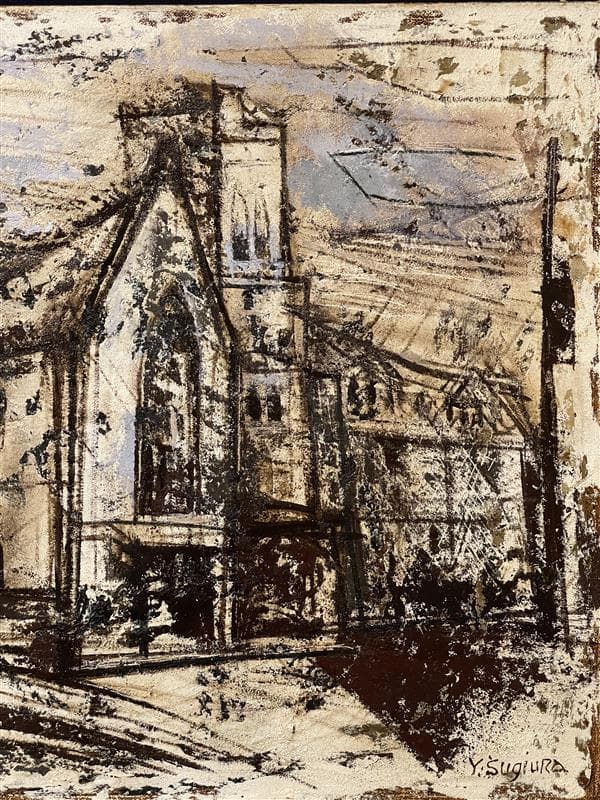 「真作」作者不明　風景画　油彩画　額装　サイン有り　P10号