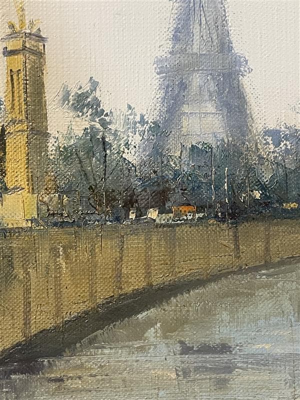 ふ*☆様 「真作」酒井健吉「パリー セーヌ川」風景画　油彩画　額装　サイン有り