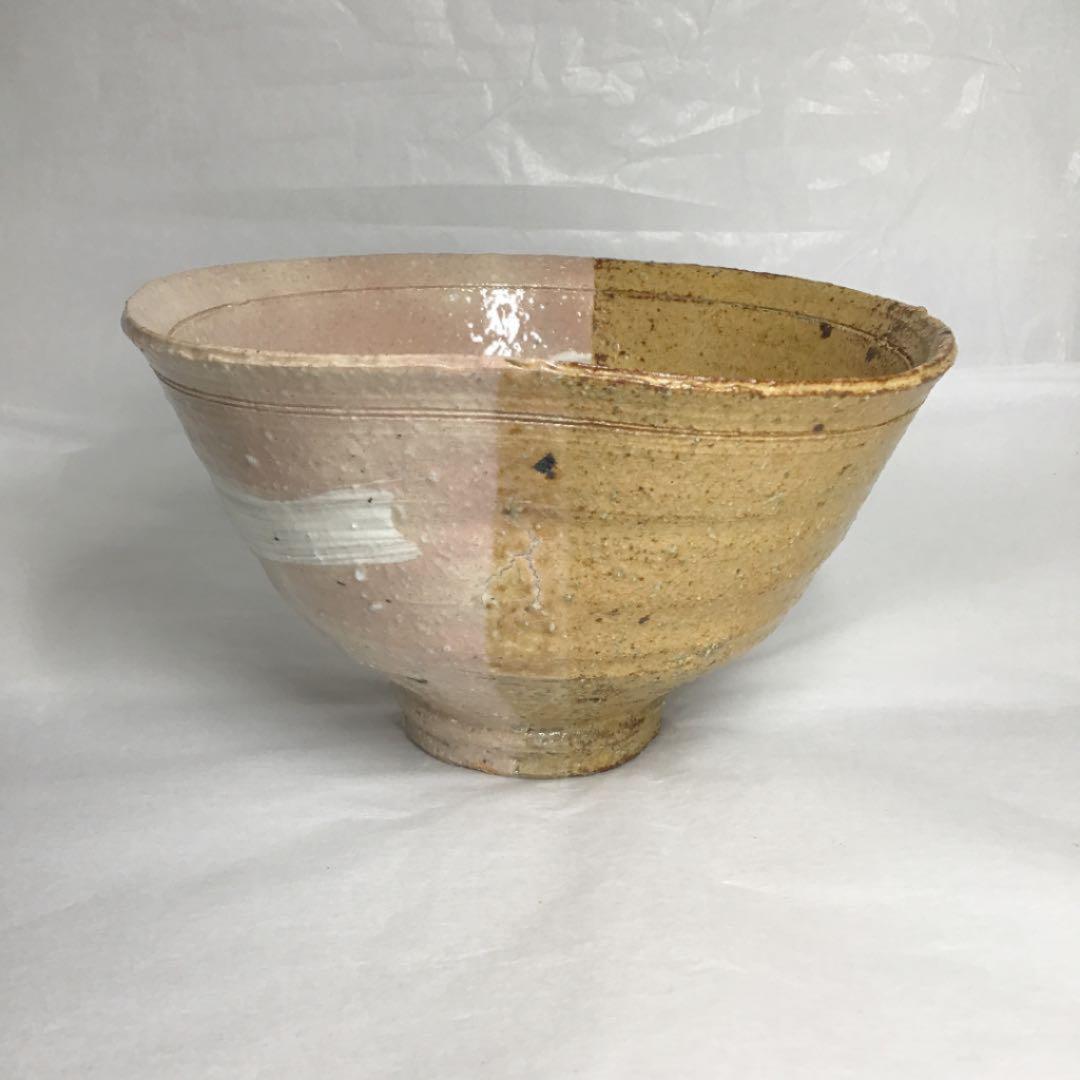 【茶道具】松坂萬古窯 佐久間芳山作 伊羅保片身替茶碗