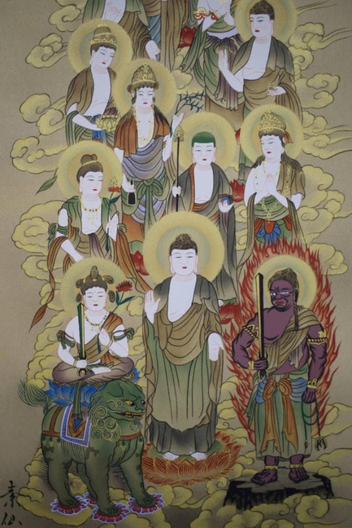 真作/福田素仙/十三佛図/人物図/布袋屋掛軸HK-30