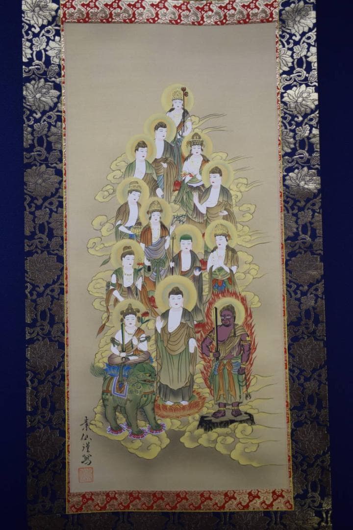 真作/福田素仙/十三佛図/人物図/布袋屋掛軸HK-30