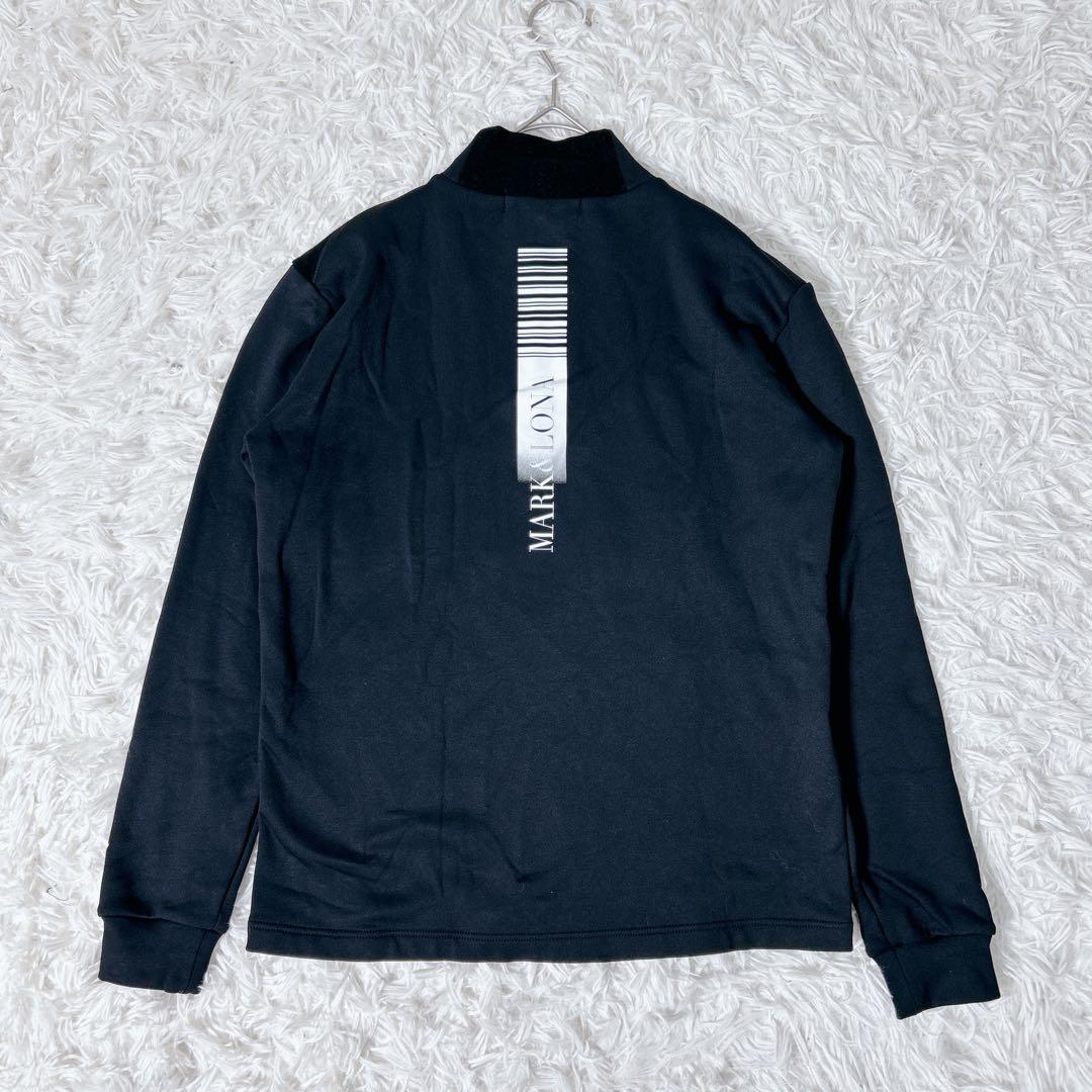 マーク&ロナ ハーフジップ プルオーバー ロゴ 44 黒　スカル ブラック