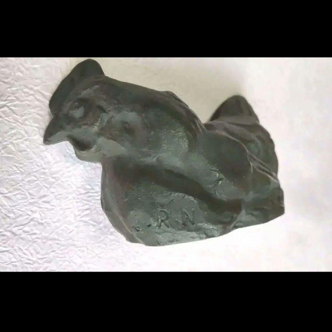 610*B39骨董、置物 彫刻 鳥 鉄置物 文鎮