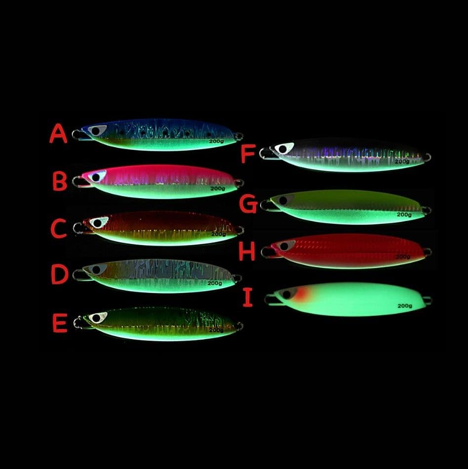 ９本 セット 200g メタルジグ クイックゼロワン 形状 グロー 夜光 伊勢湾
