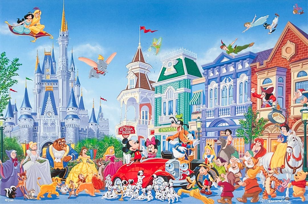 北*之様 【ディズニーアート】マニュエル・エルナンデス☆証明書つき版画☆額65×