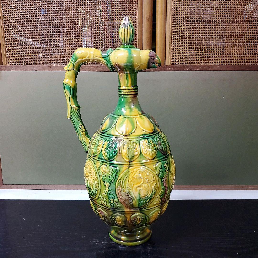 （611）✿特価★十三代横石嘉助★長崎三彩★鳳首瓶★破魔オマケ付き★