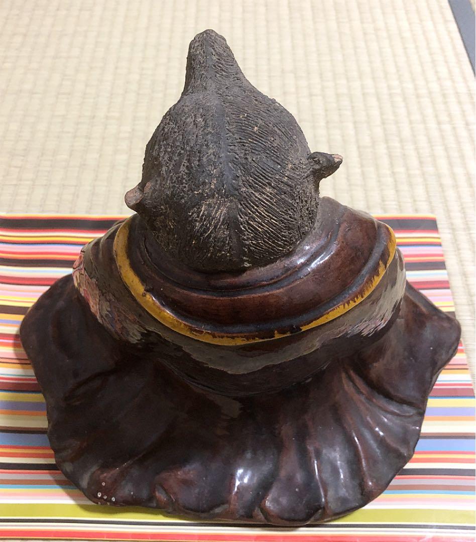 【珍品】袈裟タヌキ 五彩 陶器 焼物 時代物