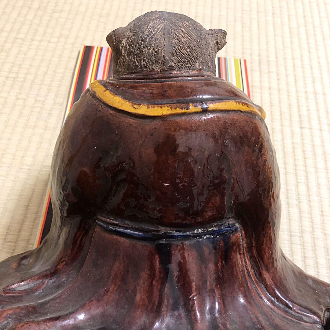 【珍品】袈裟タヌキ 五彩 陶器 焼物 時代物