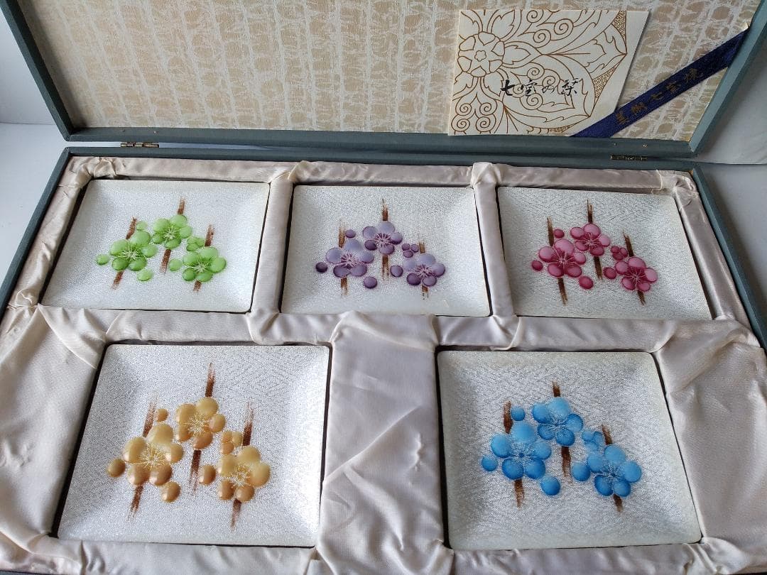 美術 七宝焼 銘々皿 飾り皿 5客セット 新品 未使用 です。