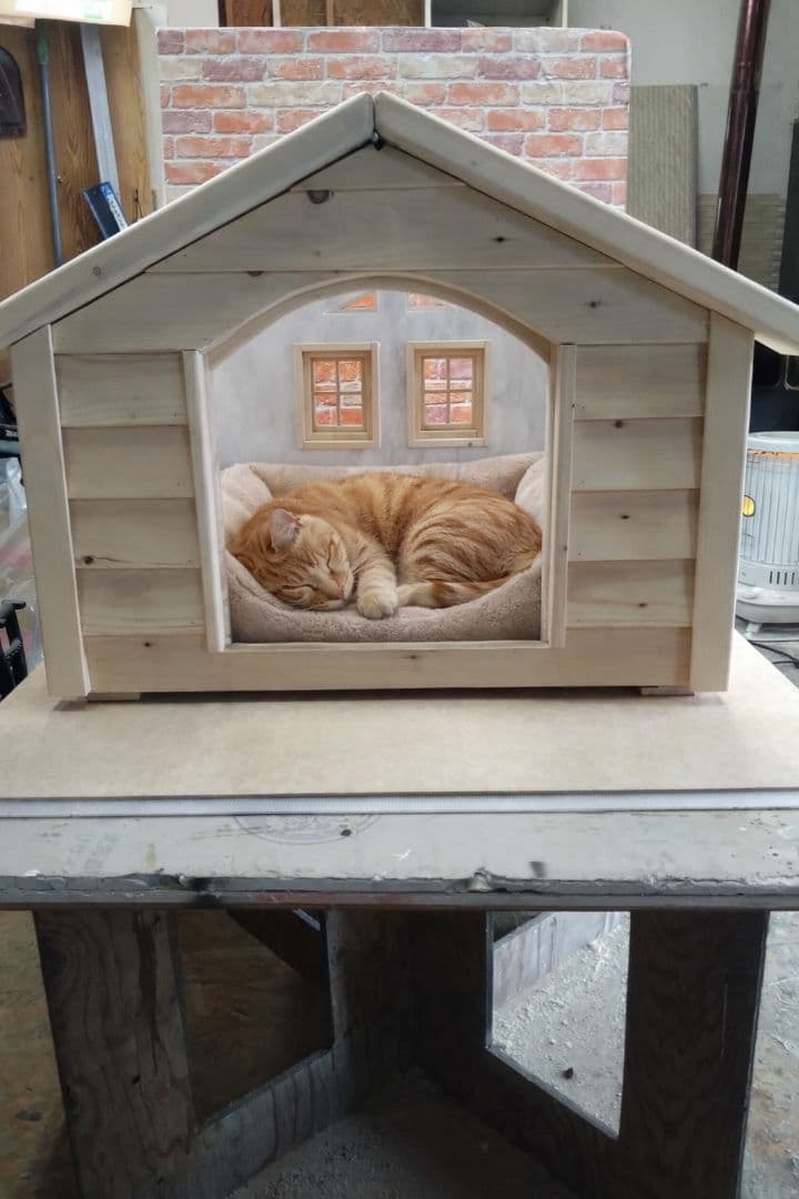 職人手作り 木製ペットハウス「Kenno」初号機　小型犬・猫用／室内用／特典付