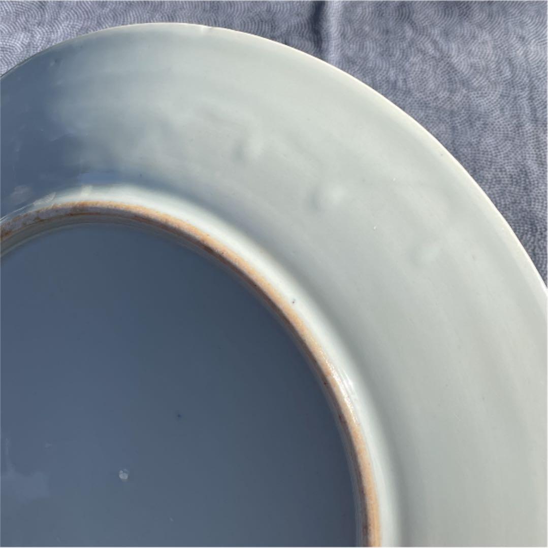 印判　染付大皿　花鳥図