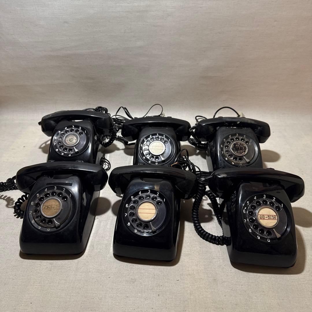60s 昭和レトロ Japan 黒電話 ダイヤル式電話機 6台まとめ売り セット