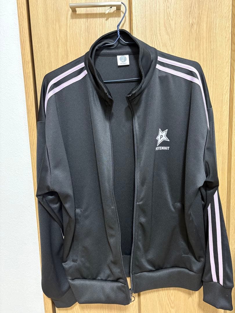 ポテンヒット トラックジャケットLサイズ 天竺鼠川原モデル（ブラック/パープル）