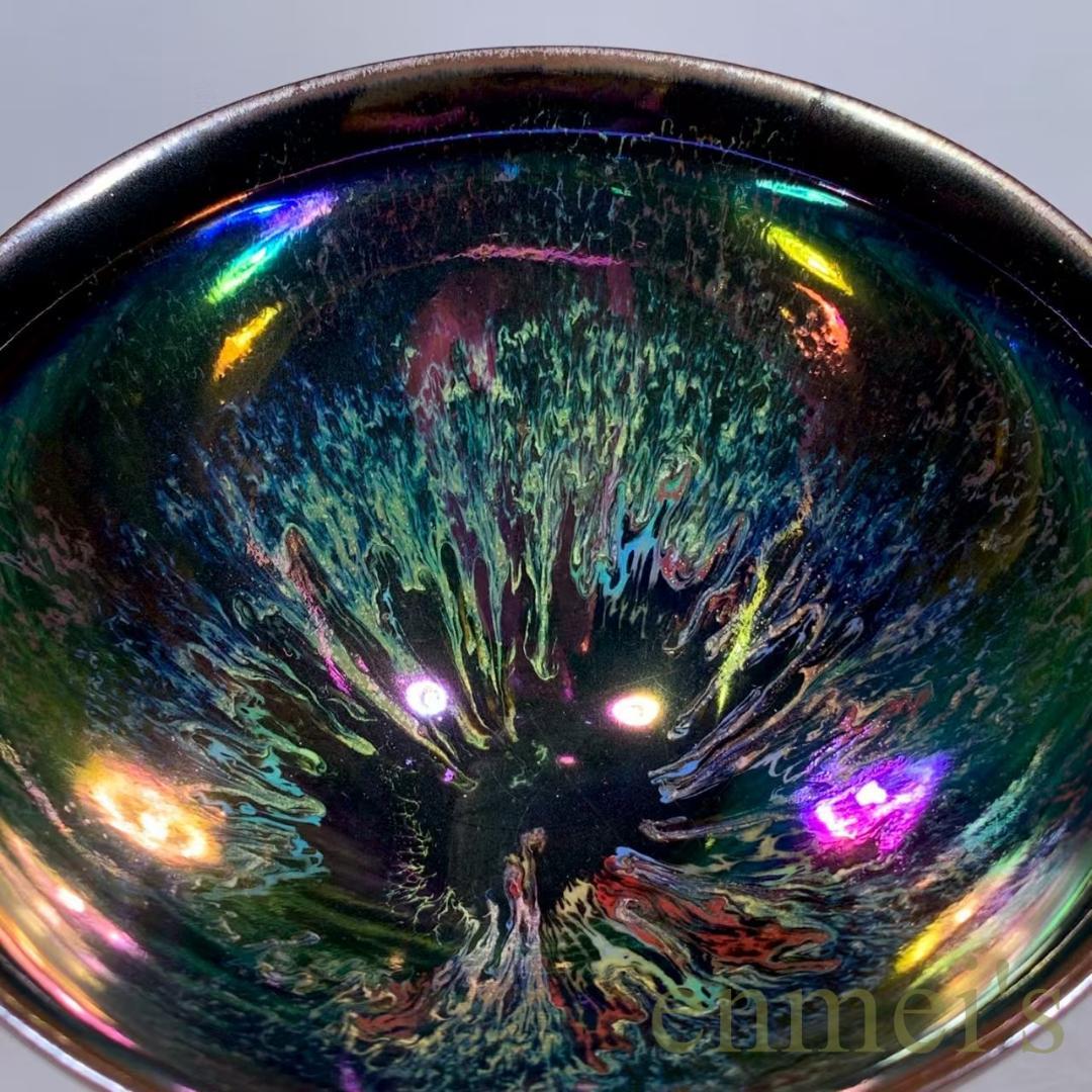 中国古美術・宋建窯風・曜変七彩天目茶碗・窯変・抹茶碗・茶道具・茶器・骨董風・古玩