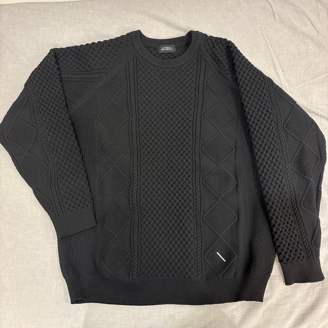 Saturdays Golf Polo Cable Knit ブラック