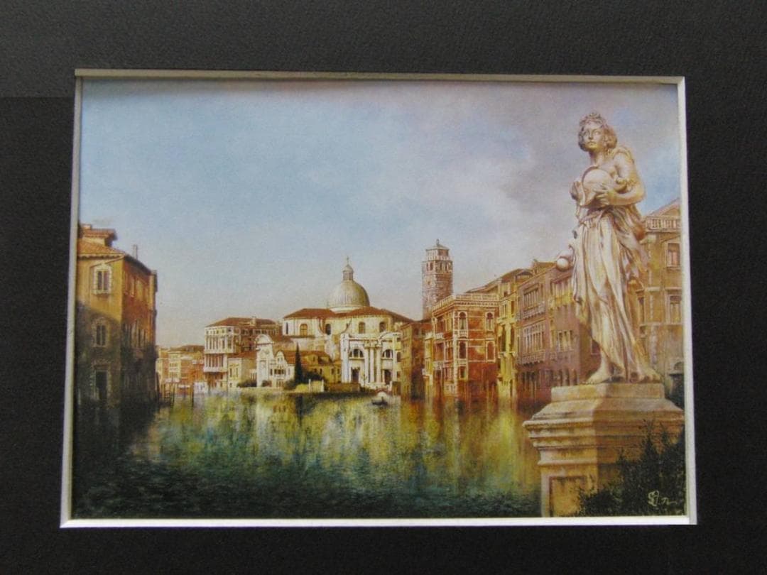 斎藤國靖、【ヴェネツィアにて】、希少な額装用画集より、新品額装付