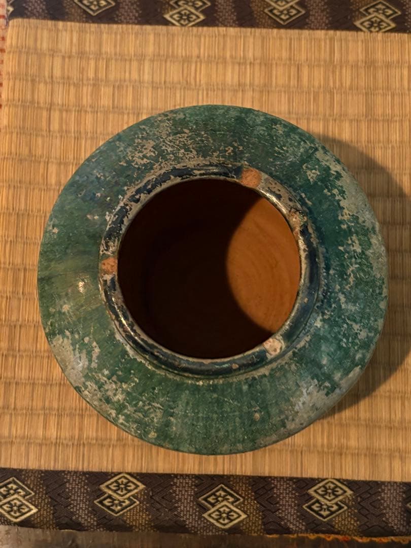 骨董　緑釉壺　古代出土品　漢時代　中国美術　古美術