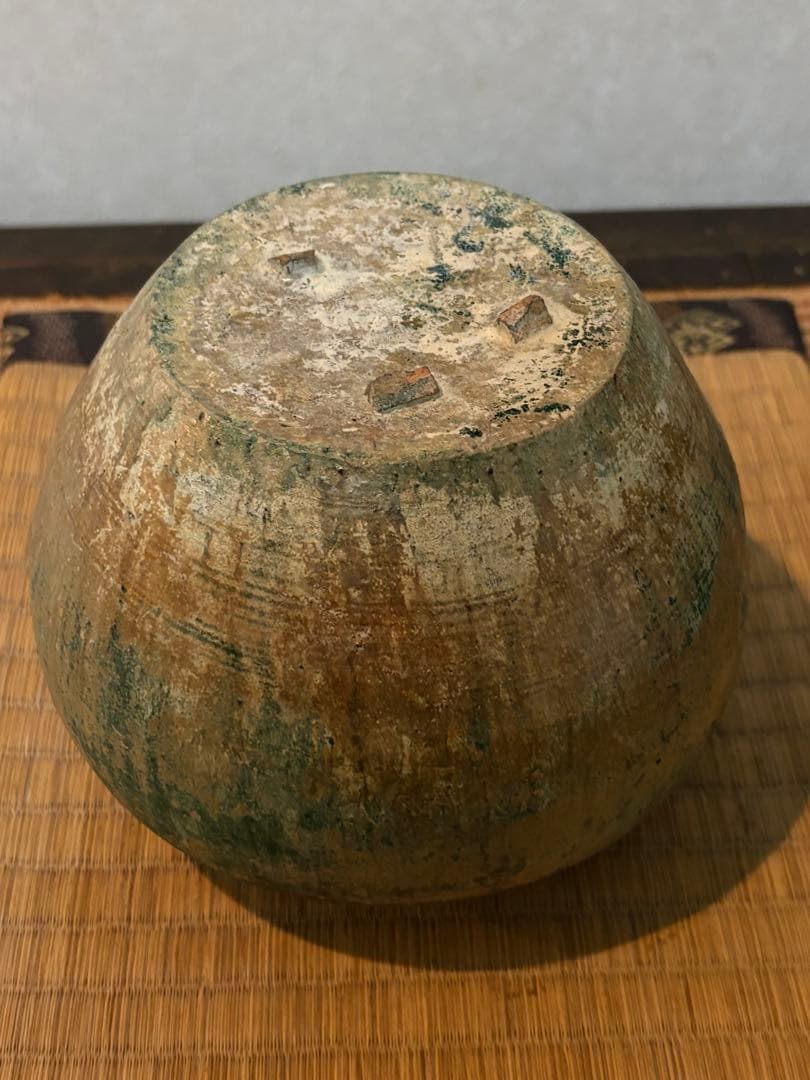骨董　緑釉壺　古代出土品　漢時代　中国美術　古美術