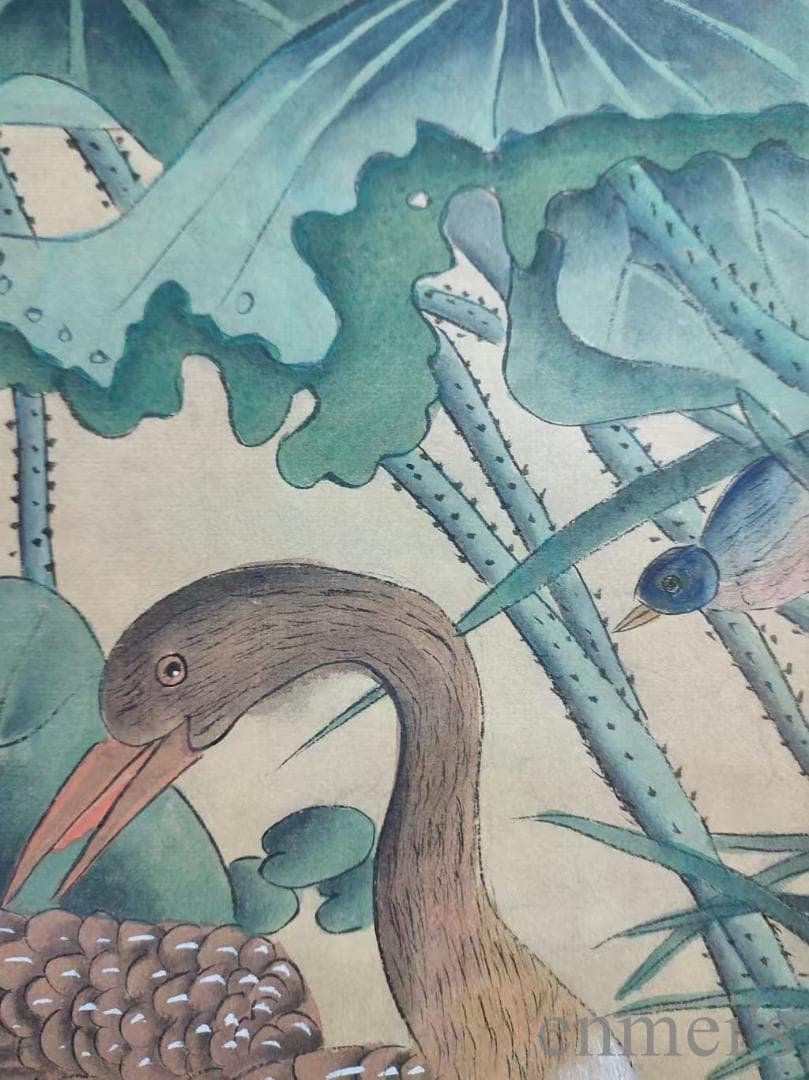 中国古美術.明時代.呂紀款.花鳥図.宣紙画.三尺手描き.肉筆.掛軸.水墨画.旧蔵