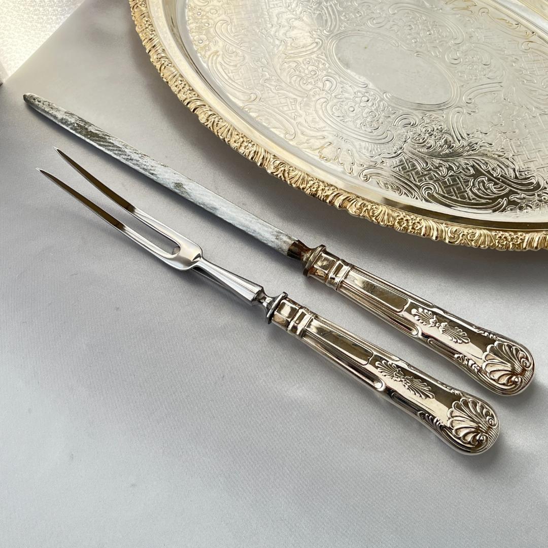 【英国】 キングスパターンのシャープナー / サービングフォーク