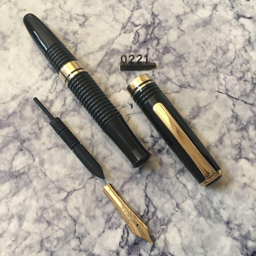 #0220 オーバーホール済み 万年筆 PLATINUM ギャザード 14k