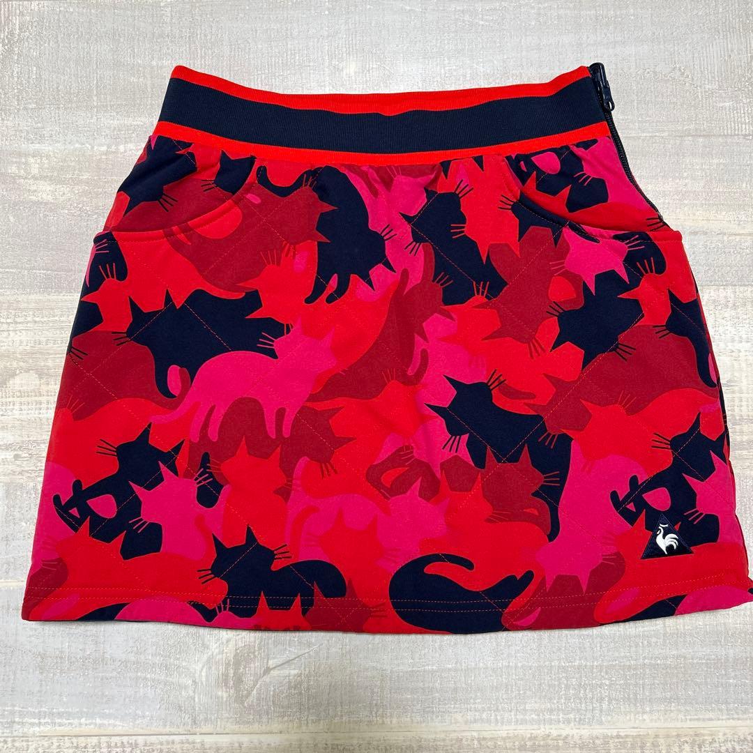 ルコックスポルティフゴルフ★猫柄★セットアップ★中綿★リバーシブル★【サイズS】